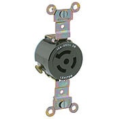 4870 3-Phase Y Non-Grounding Single Locking Receptacle, 250 V AC, 15 A, 3 Poles, 3 Wires, Black