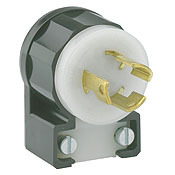 4720-CA 1-Phase Angled Grounding Cable Mount Locking Plug, 125 V AC, 15 A, 2 Poles, 3 Wires, Black/White