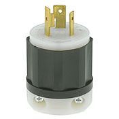 2311 1-Phase Grounding Cable Mount Locking Plug, 125 V AC, 20 A, 2 Poles, 3 Wires, Black/White
