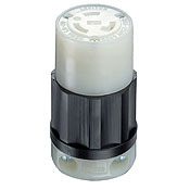2323 1-Phase Grounding Cable Mount Locking Connector, 250 V AC, 20 A, 2 Poles, 3 Wires, Black/White