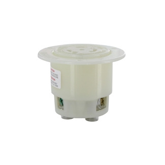 2326 Grounding Receptacle Locking Flanged Outlet, 250 V AC, 20 A, 2 Poles, 3 Wires, White