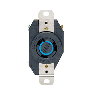 2320 Grounding Locking Receptacle, 250 V AC, 20 A, 2 Poles, 3 Wires, Black