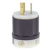 2331 1-Phase Grounding Cable Mount Locking Plug, 277 V AC, 20 A, 2 Poles, 3 Wires, Black/White