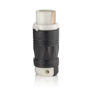 3762C Grounding Locking Connector, 600 V AC/250 V DC, 50 A, 2 Poles, 3 Wires, Black/White