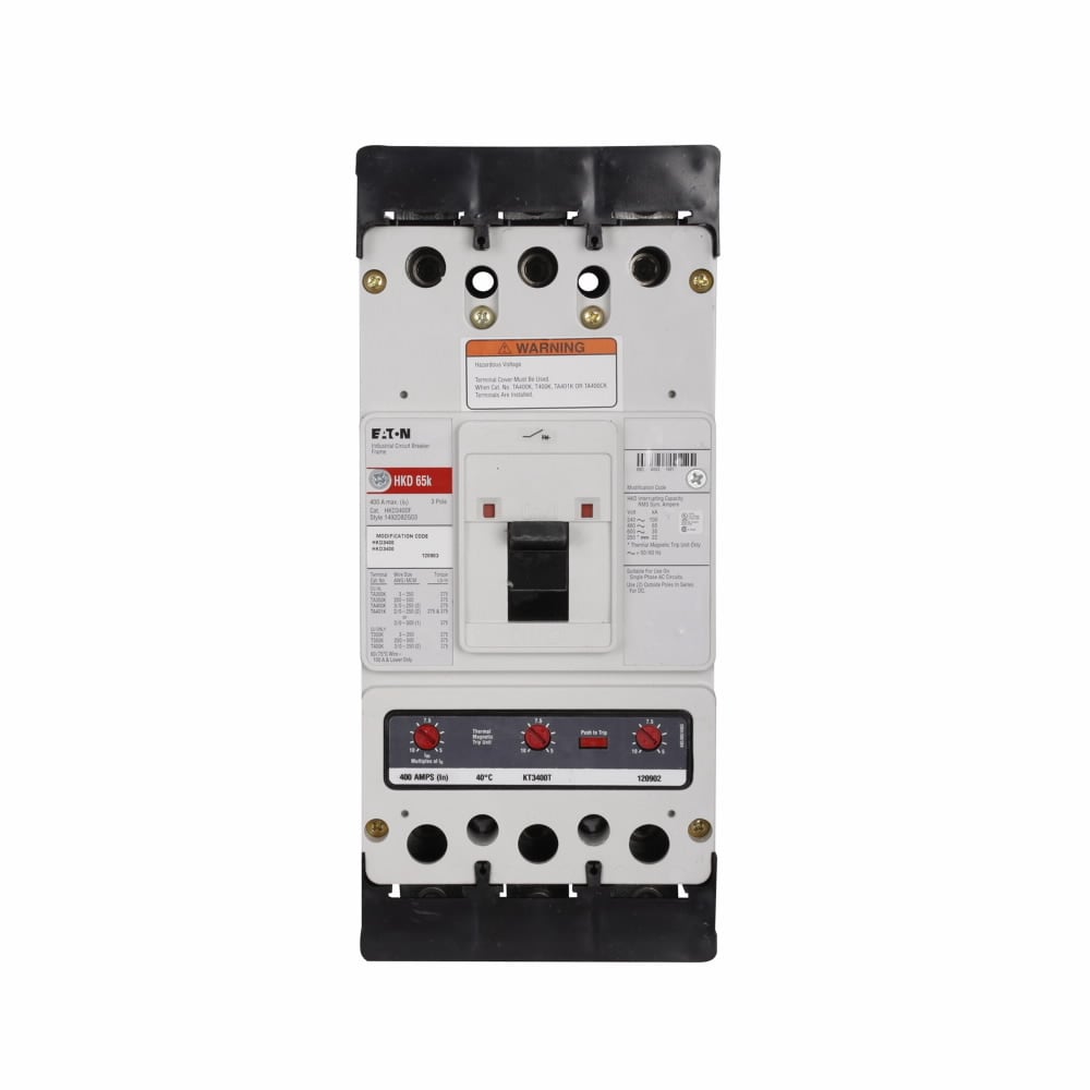 HKD3250 C Series Type HKD Molded Case Circuit Breaker, 600 V AC/250 V DC, 250 A, 65/100 kA Interrupt, 3 Poles, Thermal Magnetic Trip