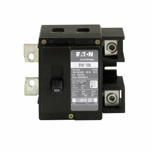 BW2225 Type BW Molded Case Circuit Breaker, 120/240 V AC, 225 A, 10 kA Interrupt, 2 Poles, Thermal Magnetic Trip