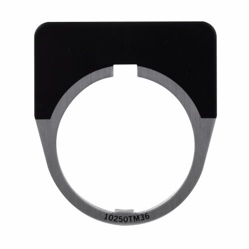 10250TM36STAMP Blank Custom Marked Standard Legend Plate, 1-3/4 in H x 1-3/4 in W, Half Round Plate, Aluminum/Die Cast Zinc/Plastic, Black Field