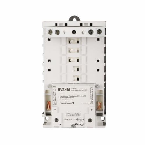 Eaton C30CN mechanically held lighting contactor, 30 A, 1 NO, 2 NO, 30 A, Two-pole, Mechanically and electrically held, C30 Series, Open, 120 V