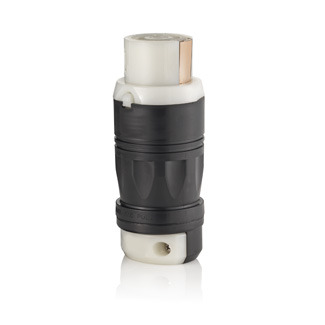 3764C Grounding Locking Connector, 600 V AC/250 V DC, 50 A, 3 Poles, 4 Wires, Black/White