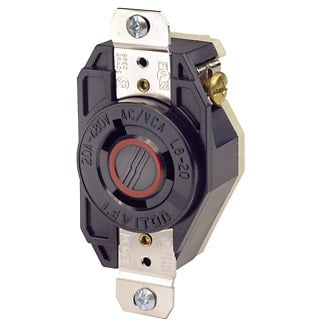 2340 Grounding Locking Receptacle, 480 V AC, 20 A, 2 Poles, 3 Wires, Black