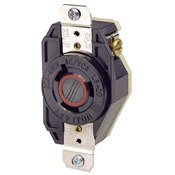 2350 Grounding Locking Receptacle, 600 V AC, 20 A, 2 Poles, 3 Wires, Black