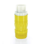 6360CR Grounding Locking Connector, 125 V AC, 50 A, 2 Poles, 3 Wires, White/Yellow