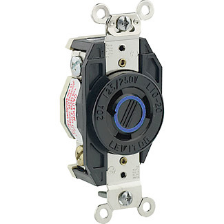 2370 3-Phase Y Non-Grounding Locking Receptacle, 250 V AC, 20 A, 3 Poles, 3 Wires, Black