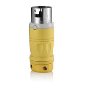 6365CR Grounding Locking Plug, 125/250 V AC, 50 A, 3 Poles, 4 Wires, White/Yellow