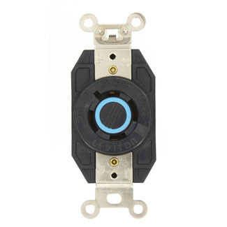 2440 3-Phase Y Non-Grounding Locking Receptacle, 120/208 V AC, 20 A, 4 Poles, 4 Wires, Black