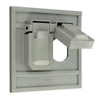 4986-GY Oversized Weather-Resistant Wall Plate Cover, 1 Gangs, 4.56 in W x 4.56 in H, Thermoplastic, Gray