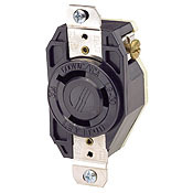 2650 Grounding Locking Receptacle, 600 V AC, 30 A, 2 Poles, 3 Wires, Black