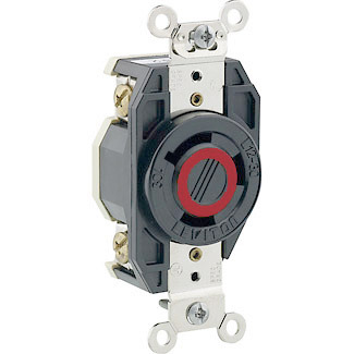 2680 3-Phase Y Non-Grounding Locking Receptacle, 480 V AC, 30 A, 3 Poles, 3 Wires, Black