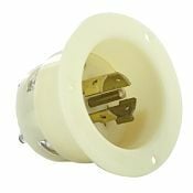 2545 3-Phase Grounding Receptacle Locking Flanged Inlet, 347/600 V AC, 20 A, 4 Poles, 5 Wires, White