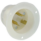 20 Amp, 277 Volt, Flanged Inlet Locking Receptacle, Industrial Grade, Grounding, White