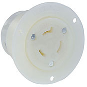 2336 Grounding Receptacle Locking Flanged Outlet, 277 V AC, 20 A, 2 Poles, 3 Wires, White