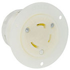30 Amp, 125 Volt, Flanged Outlet Locking Receptacle, Industrial Grade, Grounding, White