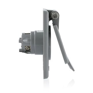 15378-CWP Straight Blade Power Inlet Receptacle, 125 V AC, 20 A, 2 Poles, 3 Wires, Gray
