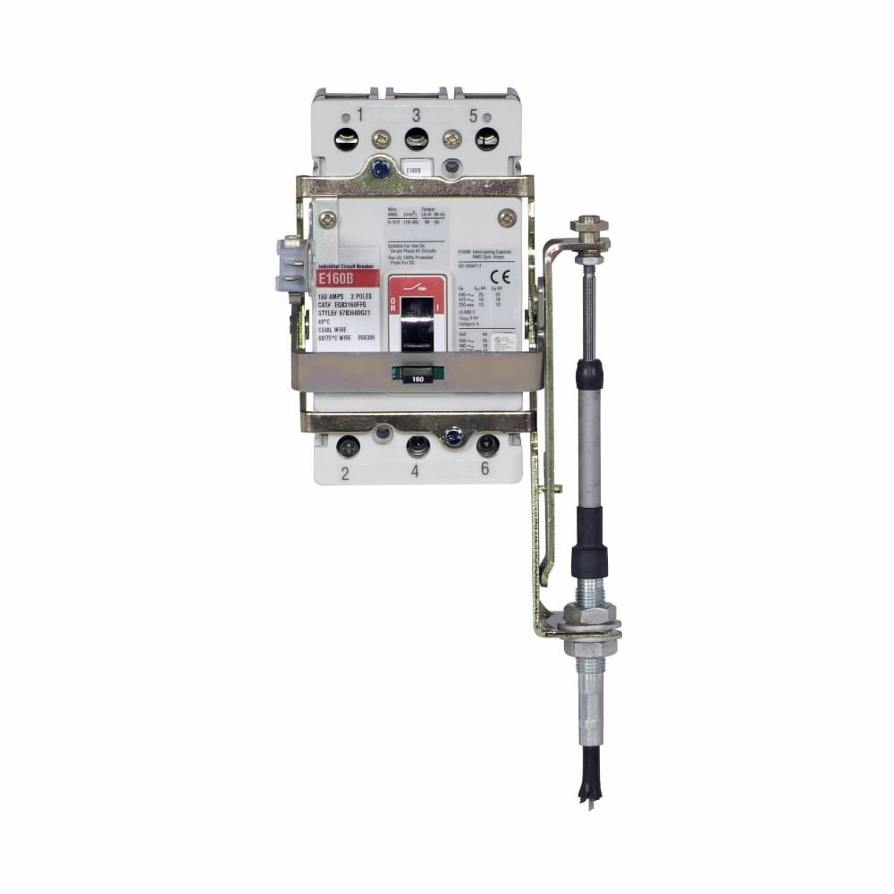 EHMFS02 Handle Mechanism, NEMA 1/3R NEMA Rating, Rotary/Variable Depth Handle Handle/Operation, Through-The-Door Handle Mounting, For Use With G Series EG-Frame Molded Case Circuit Breaker, Flexible Shaft Handle to Device Connection