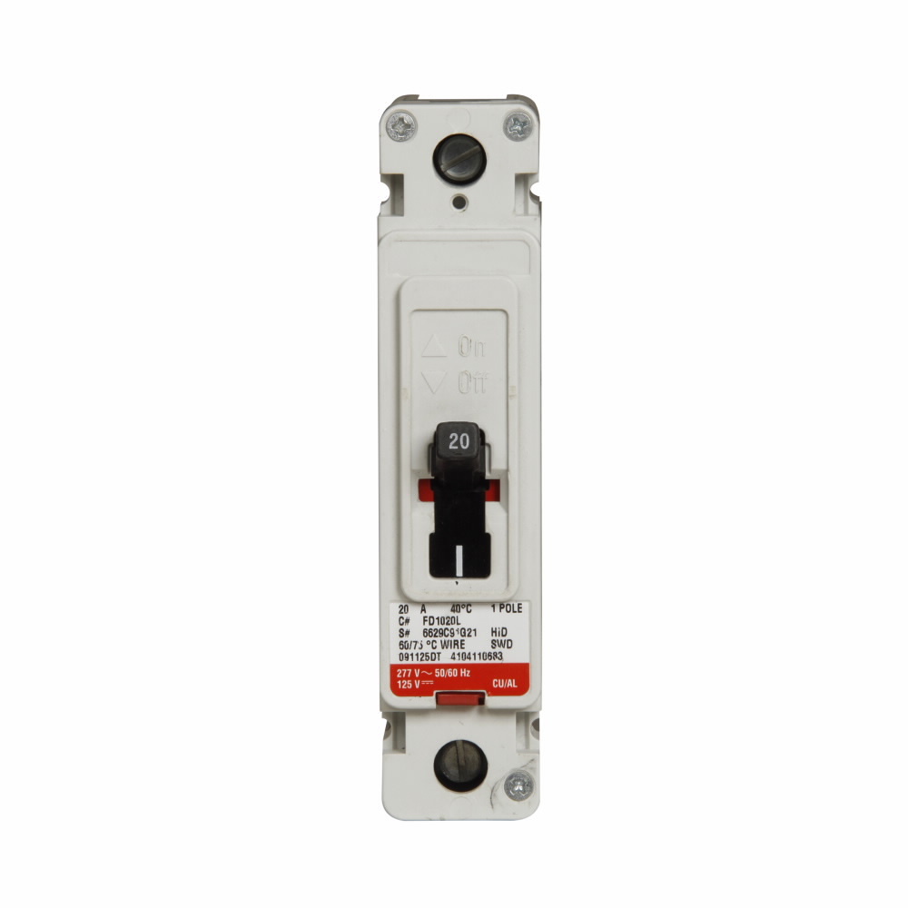 FD1015L C Series Type FD Molded Case Circuit Breaker, 347 V AC/125 V DC, 15 A, 35 kAIC at 277 VAC/18 kAIC at 347 VAC Interrupt, 1 Poles, Thermal Magnetic Trip