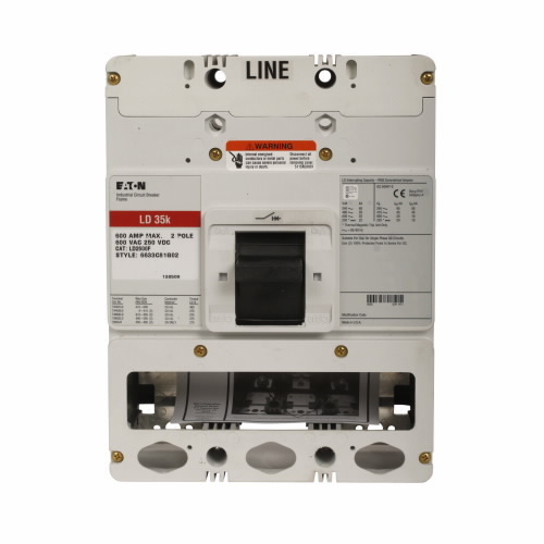 HLD2600 C Series Type HLD Molded Case Circuit Breaker With Indicating Light, 600 V AC/250 V DC, 600 A, 100 kAIC at 240 VAC/65 kAIC at 480 VAC Interrupt, 2 Poles, Thermal Magnetic Trip