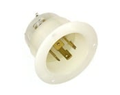 2465 3-Phase Non-Grounding Receptacle Locking Flanged Inlet, 347/600 V AC, 20 A, 4 Poles, 4 Wires, White