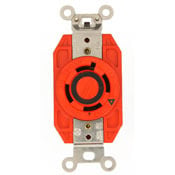 2740-IG 3-Phase Y Isolated Grounding Locking Receptacle, 600 V AC, 30 A, 3 Poles, 4 Wires, Orange