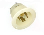 2745 3-Phase Grounding Receptacle Locking Flanged Inlet, 600 V AC, 30 A, 3 Poles, 4 Wires, White