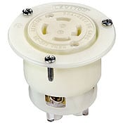 2736 3-Phase Grounding Receptacle Locking Flanged Outlet, 480 V AC, 30 A, 3 Poles, 4 Wires, White