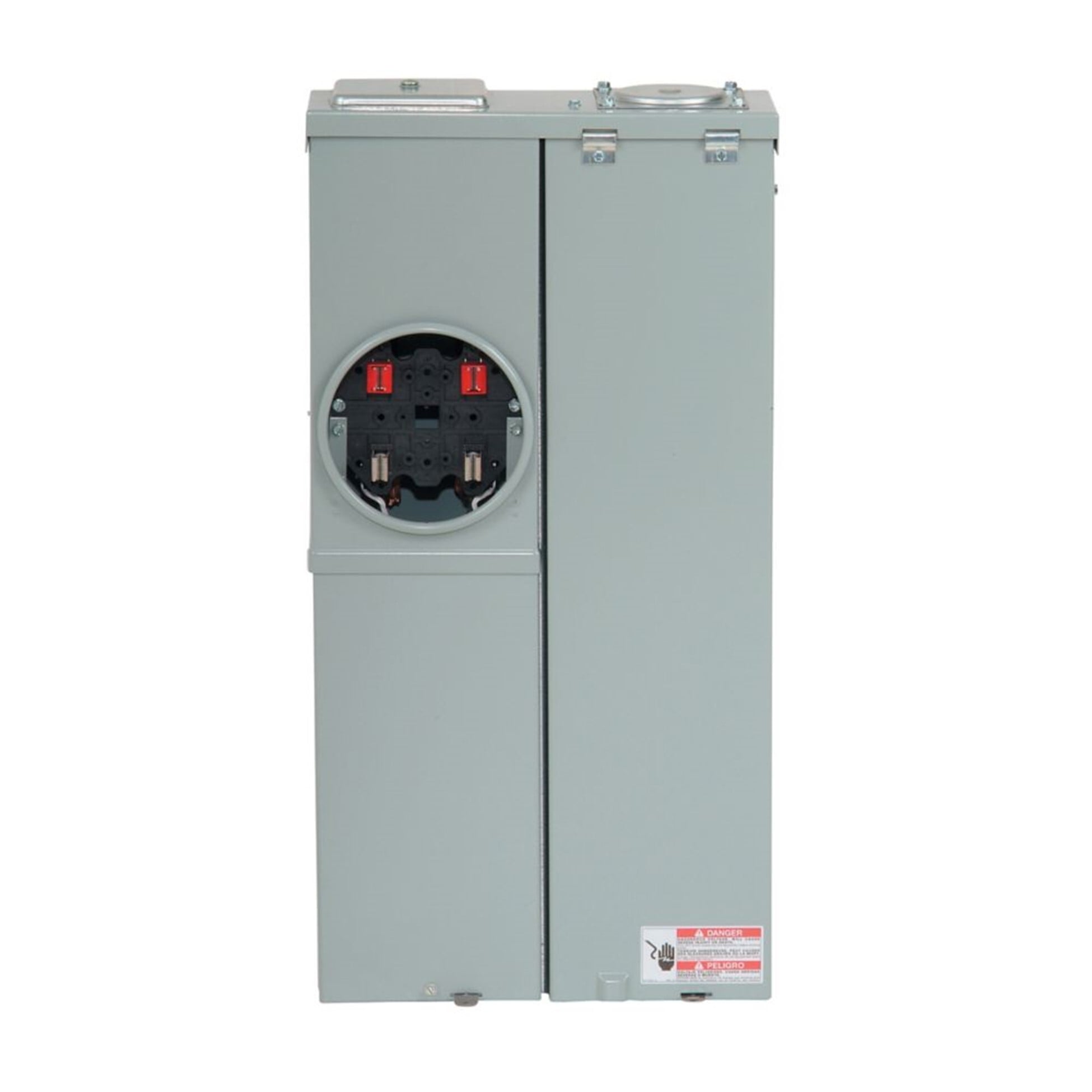 CMBEB200BTS Meter Breaker, EUSERC, Type CH CSR2200N Main Breaker, Distribution Section, 200 Amp, 120/240V, Ringed, 22 kAIC, Surface Mounting, Box Size A, Aluminum Bus, OH, UG, 4 Jaw, 1 Socket, #6-250 kcmil, Line #6-250 kcmil, Ground