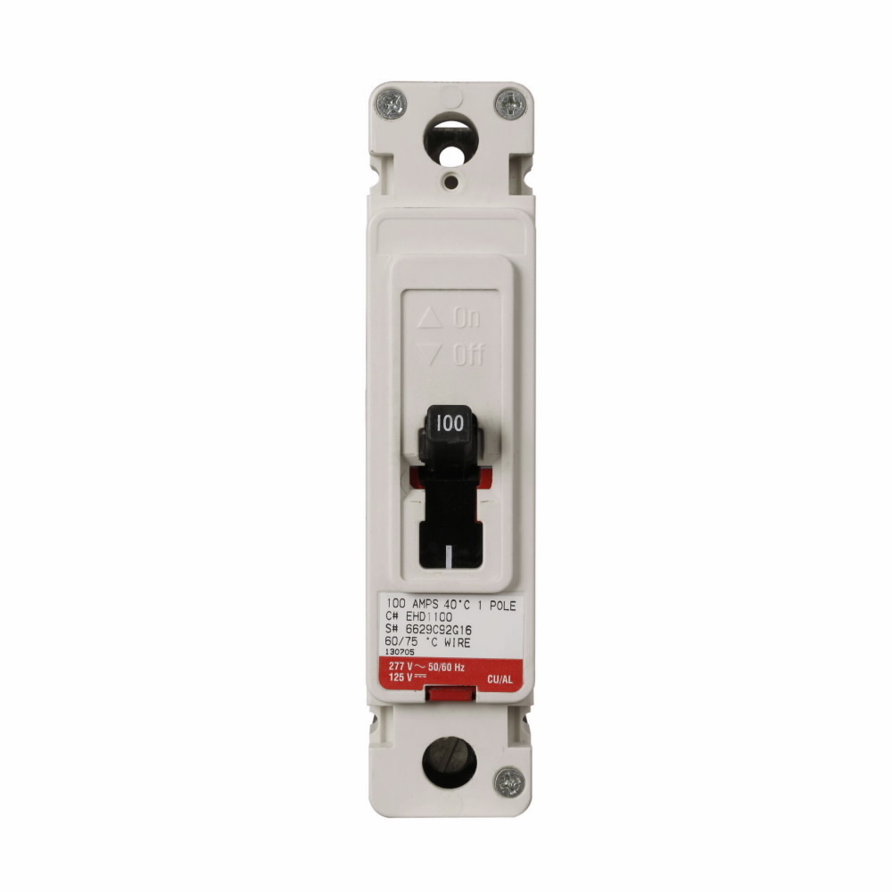 EHD1020L C Series Type EHD Molded Case Circuit Breaker, 277 V AC/125 V DC, 20 A, 14/18 kA Interrupt, 1 Pole, Thermal Magnetic Trip