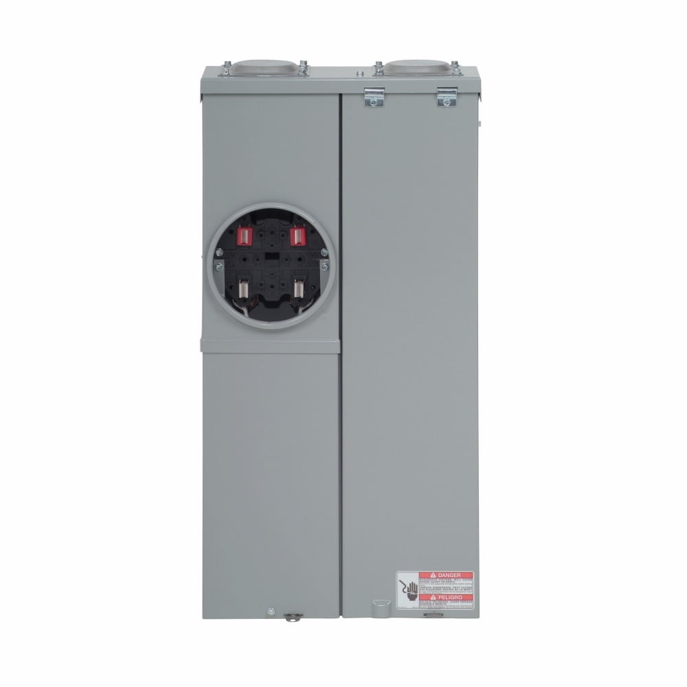 MBEB200BTS Meter Breaker, EUSERC, Type BR CSR2200 Main Breaker, 200 Amp, 1 Phase, 120/240V, Ringed, 10 kAIC, Surface Mounting, Box Size A, Aluminum Bus, OH, UG, Feed, 4 Jaw, 1 Socket, #6-250 kcmil, Line #6-250 kcmil, Ground