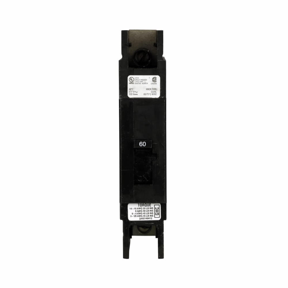 GHC1020 C Series Type GHC Cable-In/Cable-Out Molded Case Circuit Breaker, 277 VAC, 125 VDC, 20 A, 14 kA Interrupt, 1 Pole, Thermal Magnetic Trip