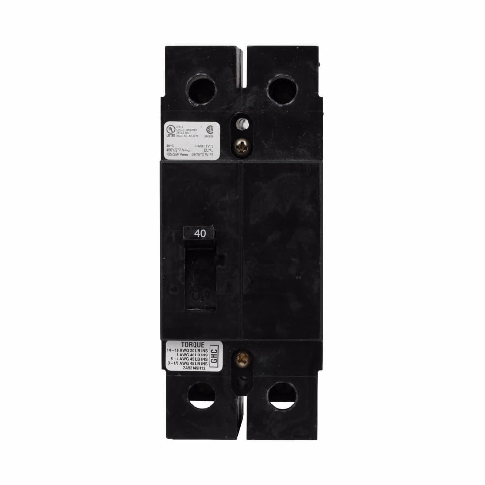 GHC2025 C Series Type GHC Cable-In/Cable-Out Molded Case Circuit Breaker, 480Y/277 VAC, 125/250 VDC, 25 A, 14/65 kA Interrupt, 2 Poles, Thermal Magnetic Trip