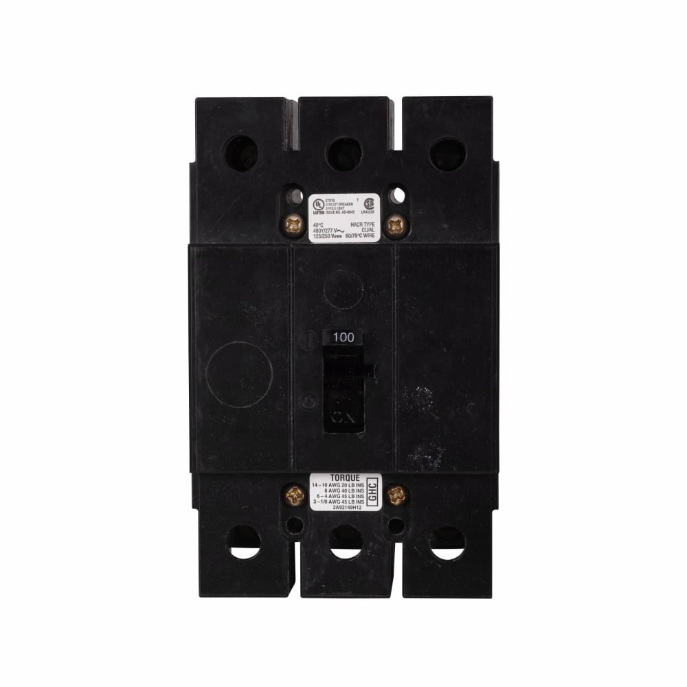 GHC3030 C Series Type GHC Cable-In/Cable-Out Molded Case Circuit Breaker, 480Y/277 VAC, 125/250 VDC, 30 A, 14/65 kA Interrupt, 3 Poles, Thermal Magnetic Trip