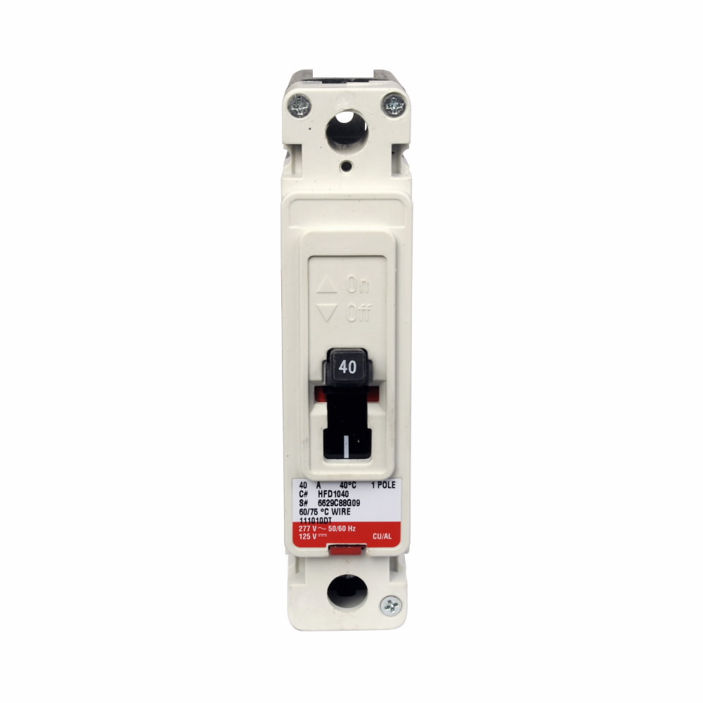 HFD1035 C Series Type HFD Molded Case Circuit Breaker, 347 V AC/125 V DC, 35 A, 65 kAIC at 480 VAC/100 kAIC at 240 VAC Interrupt, 1 Poles, Thermal Magnetic Trip