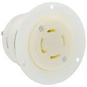 2756 3-Phase Non-Grounding Receptacle Locking Flanged Outlet, 120/208 V AC, 30 A, 4 Poles, 4 Wires, White