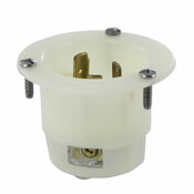 2635 Grounding Receptacle Locking Flanged Inlet, 277 V AC, 30 A, 2 Poles, 3 Wires, White