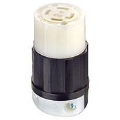 2713 3-Phase Grounding Cable Mount Locking Connector, 125/250 V AC, 30 A, 3 Poles, 4 Wires, Black/White