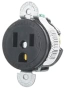 5258-SS Heavy Duty Grounding Short Strap Single Straight Blade Receptacle, 125 V AC, 15 A, 2 Poles, 3 Wires, Black