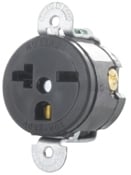 5458-SS Heavy Duty Grounding Short Strap Single Straight Blade Receptacle, 250 V AC, 20 A, 2 Poles, 3 Wires, Black