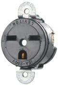 5658-SS Heavy Duty Grounding Short Strap Single Straight Blade Receptacle, 250 V AC, 15 A, 2 Poles, 3 Wires, Black