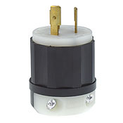 2361 1-Phase Non-Grounding Cable Mount Locking Plug, 125/250 V AC, 20 A, 3 Poles, 3 Wires, Black/White