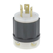 2381 3-Phase Non-Grounding Cable Mount Locking Plug, 480 V AC, 20 A, 3 Poles, 3 Wires, Black/White