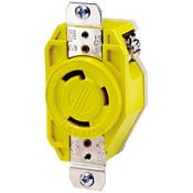 26CM-23 Grounding Cable Mount Locking Connector, 250 V AC, 30 A, 2 Poles, 3 Wires, White/Yellow